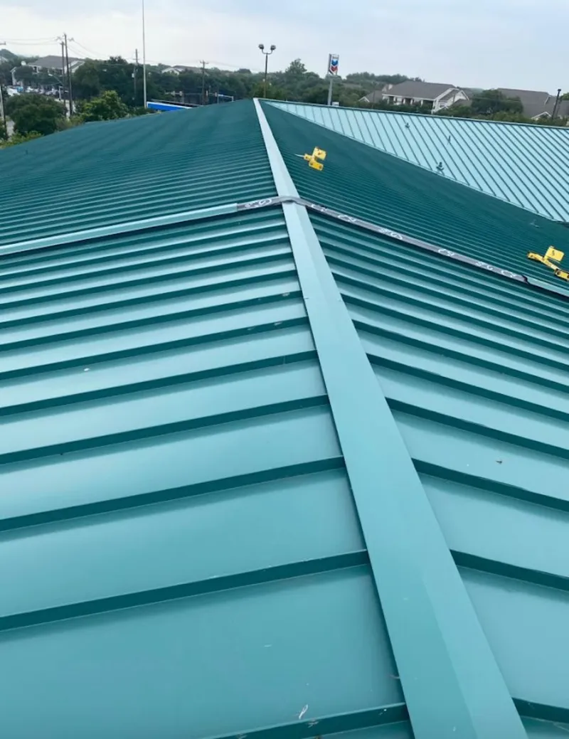 Green commercial metal roof ridge and valley for Metal Roof Repair in Coral Gables